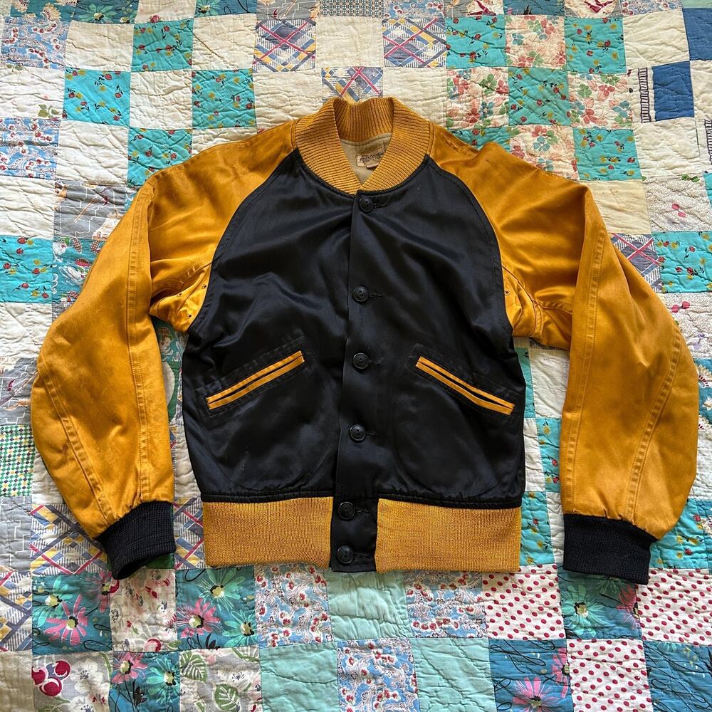 Vintage 30s/40s Lowe & Campbell Satin Collegiate Athletic Letter Bomber Jacket M